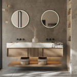 Heb je een dubbele wasbak? Denk dan eens aan 2 ronde spiegels naast elkaar!