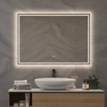 Stijlvolle badkamerspiegel met LED verlichting, verwarming, touch sensor, instelbare lichtkleur en dimfunctie 100x70 cm
