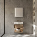 Deze spiegelkast is 60 cm breed, 70 cm hoog en 14 cm diep