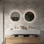 Heeft u een dubbele wasbak? Denk dan eens aan 2 ronde spiegels naast elkaar!