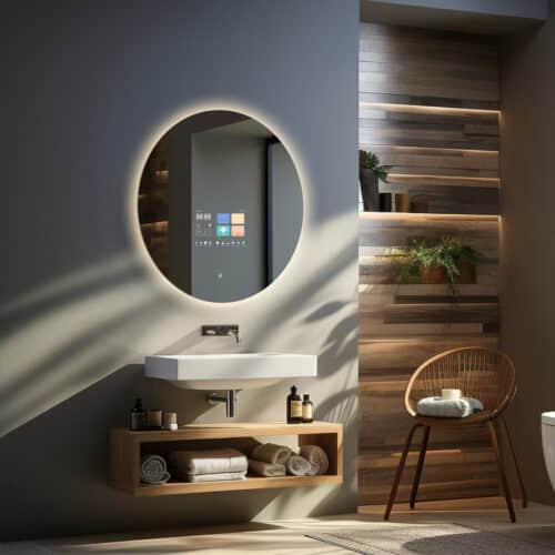 Slimme badkamer spiegel met Android, touch screen en verlichting