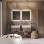 Beschik je over een breed badkamermeubel met 2 kranen of over 2 losse badkamermeubels? Denk dan eens aan 2 spiegels naast elkaar