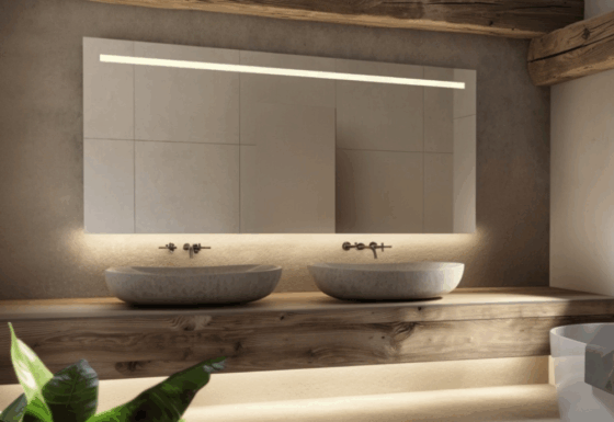 Landelijke badkamerspiegel rechthoekig